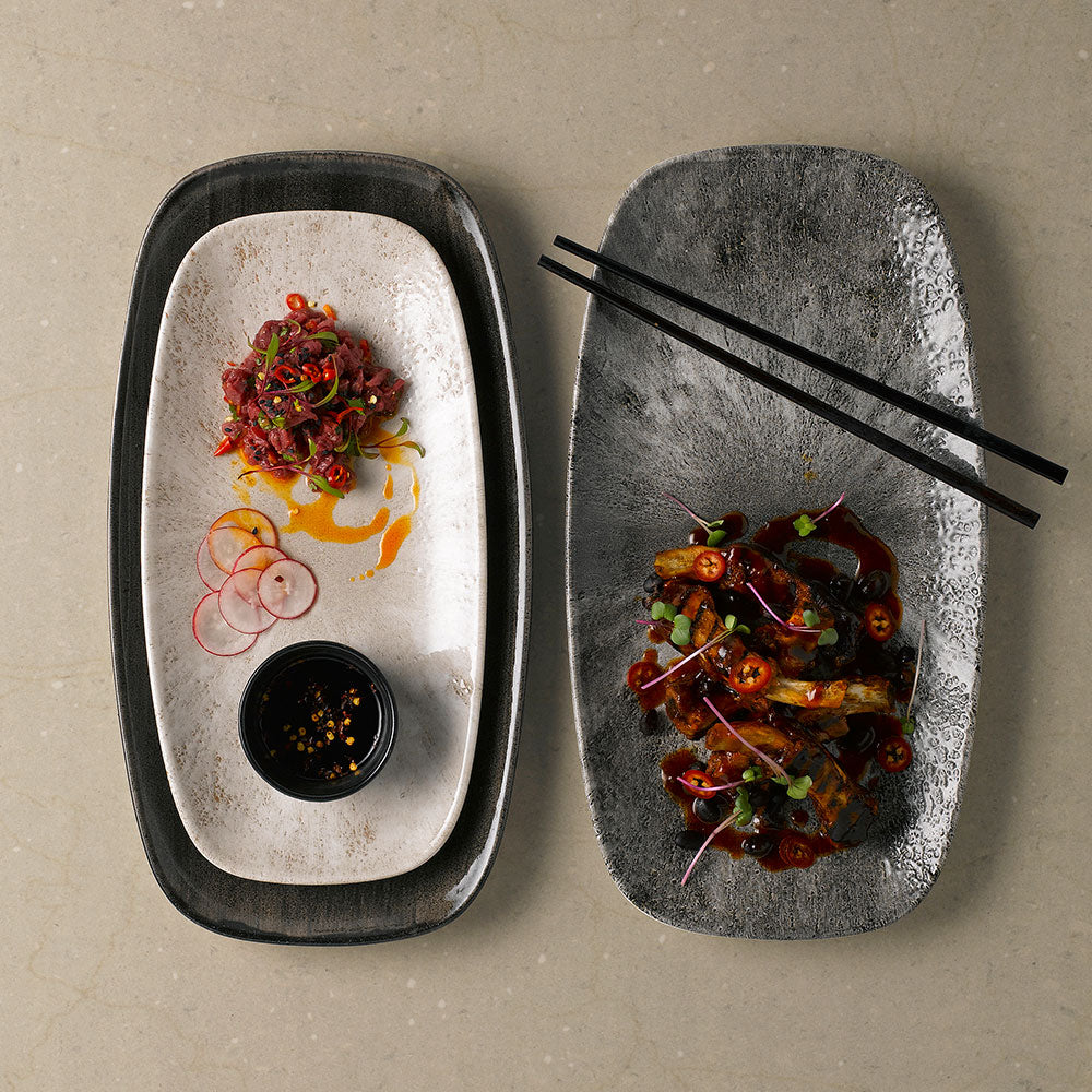 Stonecast Patina 13 7/8" x 7 3/8" Iron Black Oblong Plate