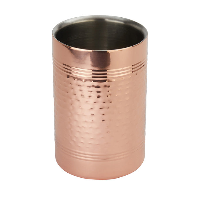 4-3/4"D x 7-1/4"H Copper Plated Hammered Stainless Steel Wine Cooler