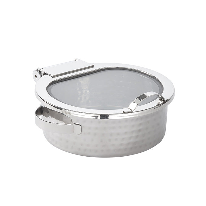 5 qt. Synergy Round Chafer, Hammered Stainless