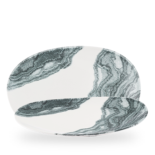Inked Tide 13 5/8" x 9 1/4" Black Organic Opal Platter