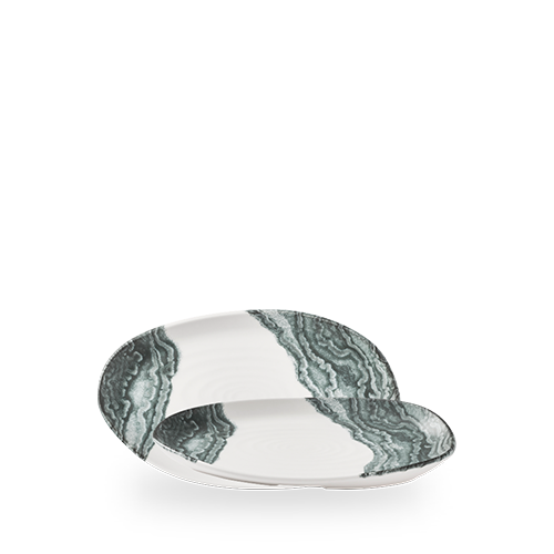 Inked Tide 8.60" x 5" Black Oblong Plate