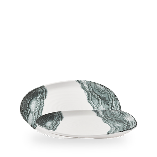 Inked Tide 10.33" x 6" Black Oblong Plate