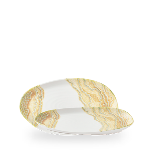 Inked Tide 10.33" x 6" Gold Oblong Plate