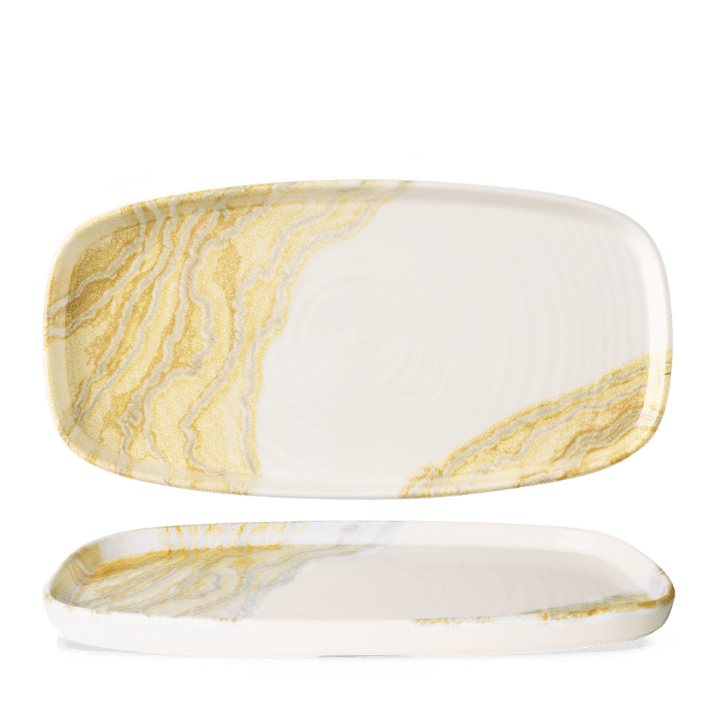 Gold Oblong Chefs Plates 11 5/8 x 5 7/8", Tide