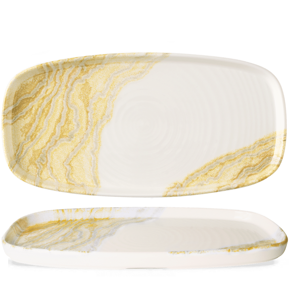 Gold Oblong Chefs Plates 12 5/8X7 1/4", Tide