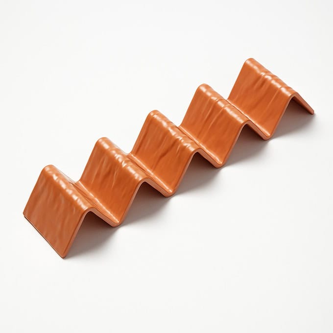 4 or 5 Compartment Melamine Taco Holder, Terra Cotta