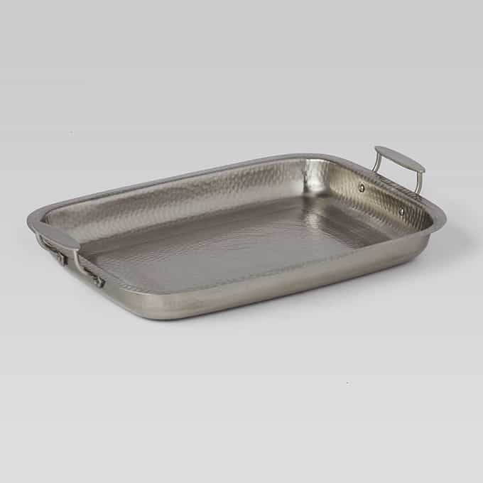 168 oz. 18-1/4" x 14", Rectangular Hammered Stainless Steel Serving Pan