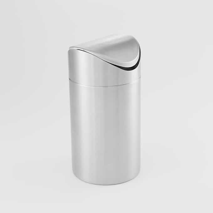 4-3/4"D x 9"H Brushed Stainless Steel Waste Bin