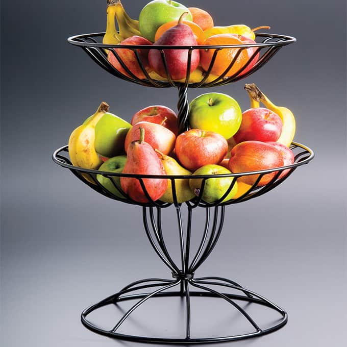 Two-Tier Basket, Black Wrought Iron