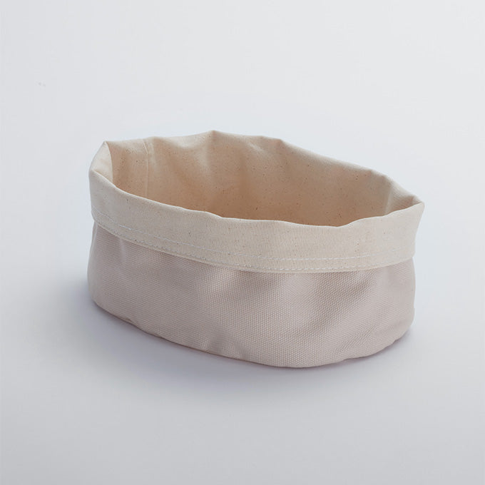 9-1/4"L x 6-3/4"W x 5"H Oval Canvas Bag, Cream/Gray