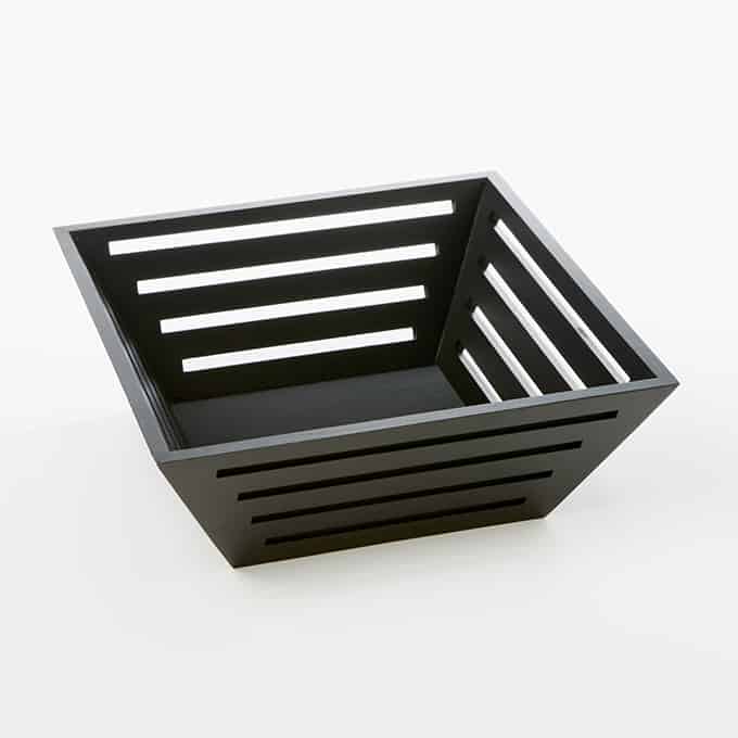 12" x 4-1/2"H Square Tapered Bread Basket, Birch Wood