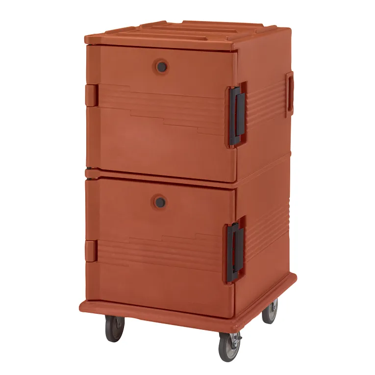 Ultra Camcart® Brick Red Insulated Food Pan Carrier, Front-Loading, Security Package, Holds 24 Pans