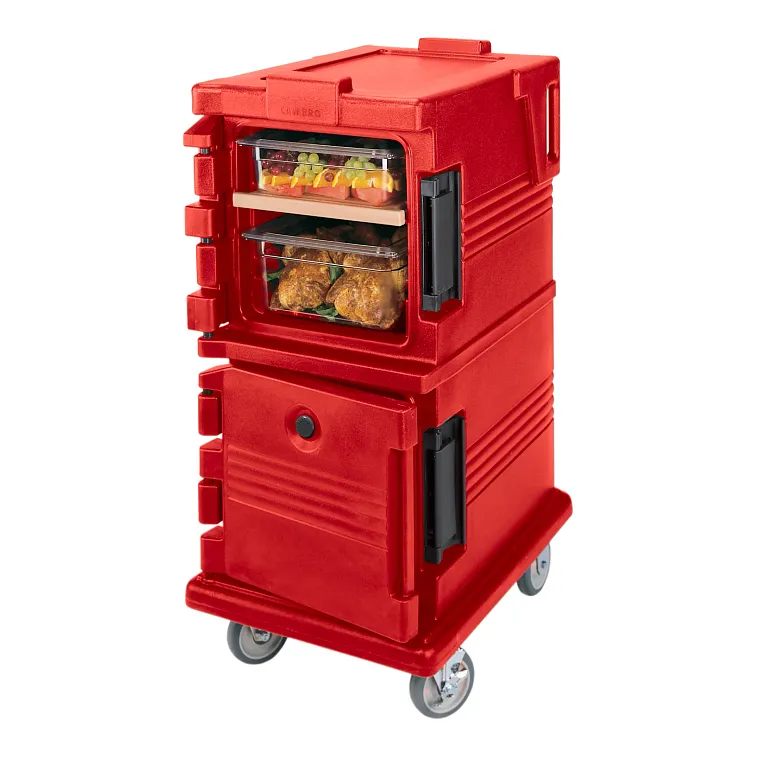Ultra Camcart® Hot Red Insulated Food Pan Carrier, Front-Loading, Holds 8 Pans