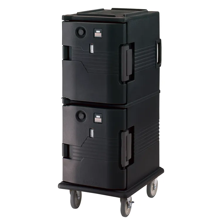 Ultra Camcart® Black Electric Hot Top / Passive Bottom Food Holding Cabinet, Holds 12 Pans - 110V