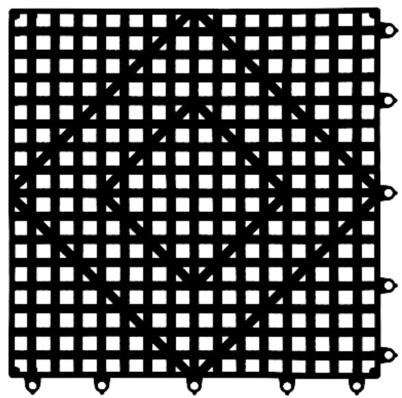 Black Interlocking Rubber Bar Mat Tile 12" x 12"
