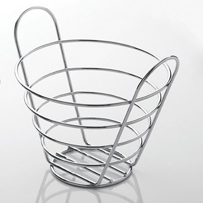 7" Round Wire Basket with Loop Handles, Chrome