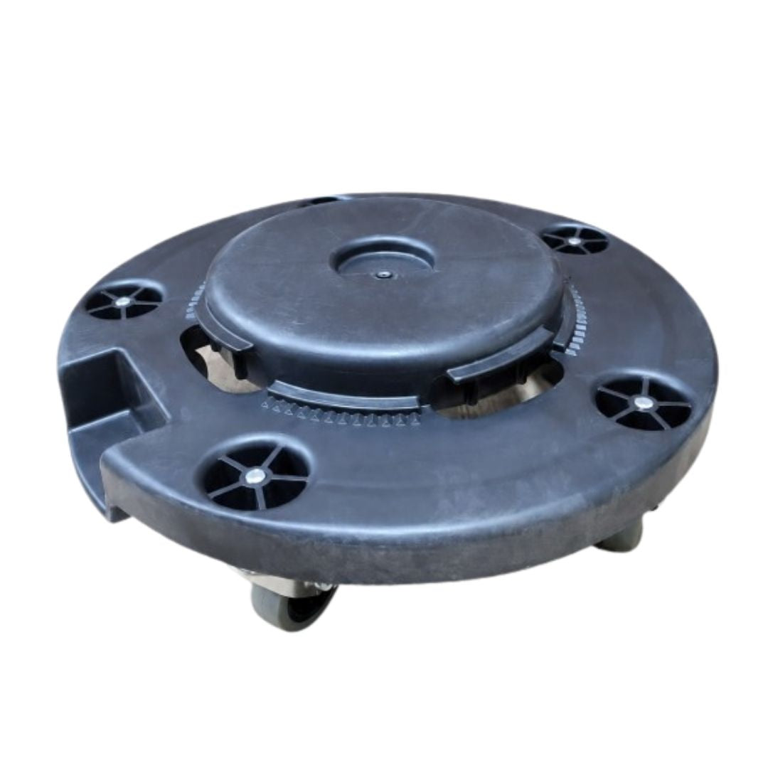 Round Black Waste Container Dolly with 3" Casters