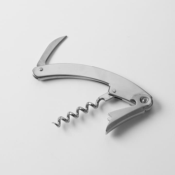 4-3/8"L Deluxe Waiter's Cork Screw w/Bottle Opener, Curved Knife, Stainless Steel