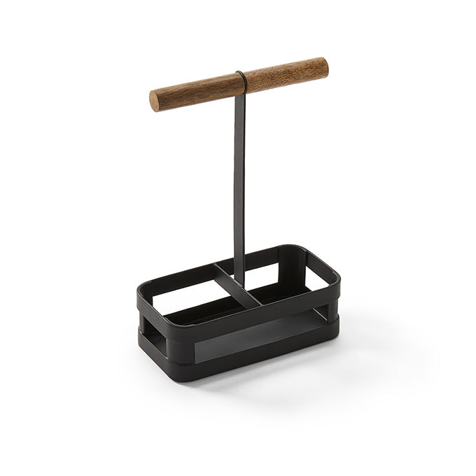 Iron & Oar Shaker Rack, Black Iron w/Wood Handle