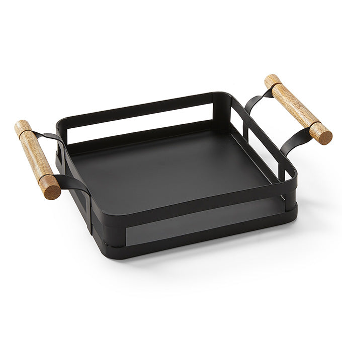 Iron & Oar Square Condiment Rack, Black Iron w/Wood Handle