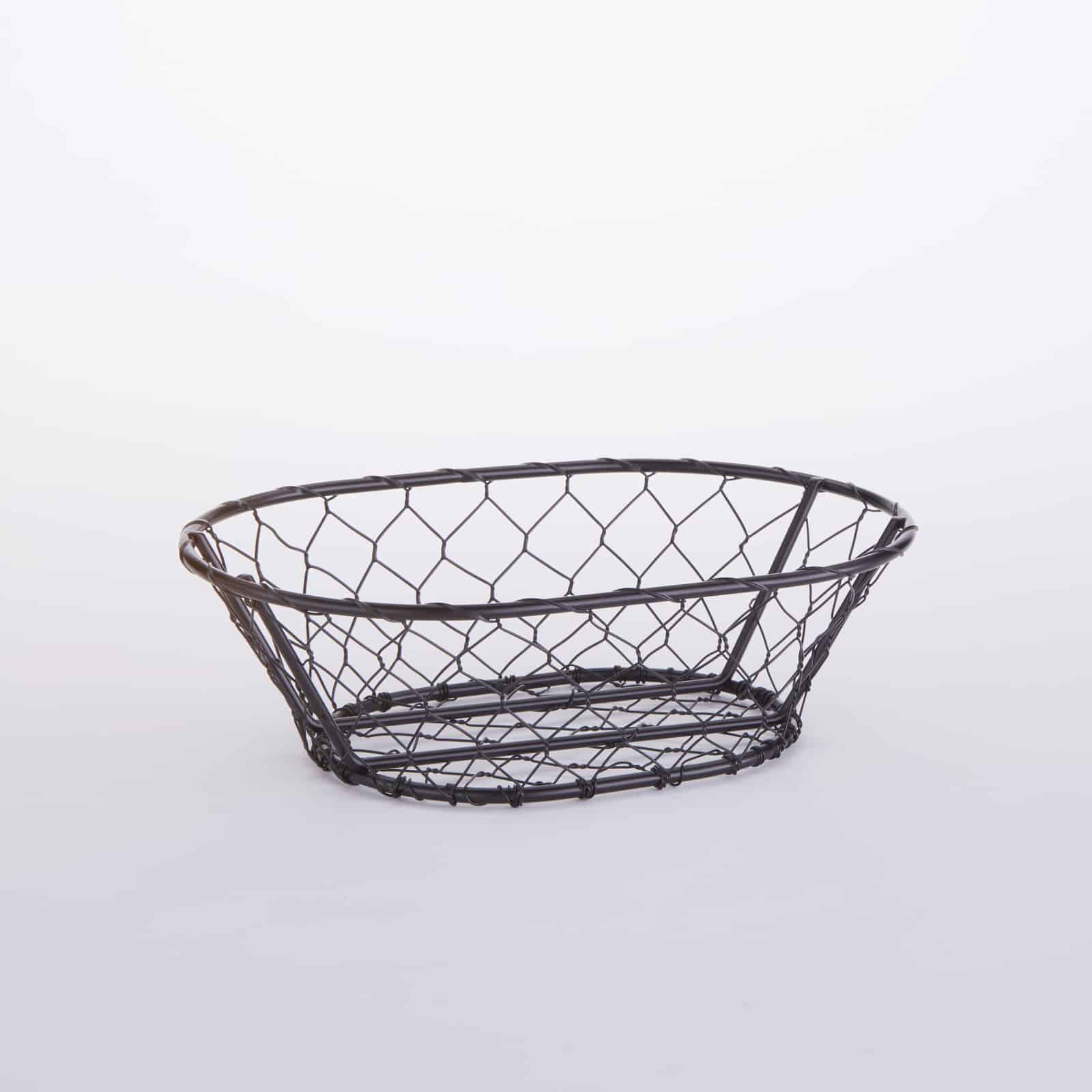 Chix 9-1/2" x 6-1/2" Oval Wire Basket, Black