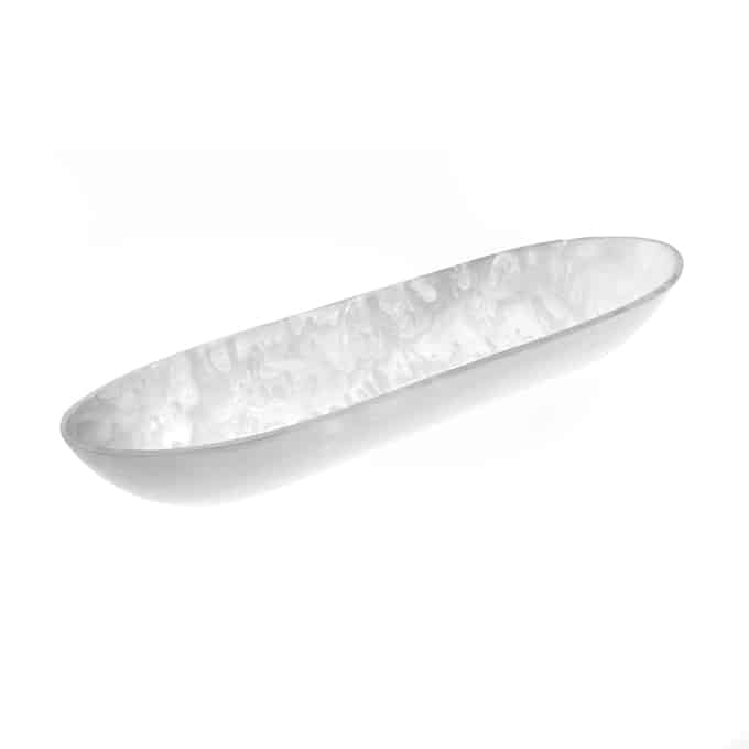 Translucence 169 oz. Boat Bowl, White Swirl