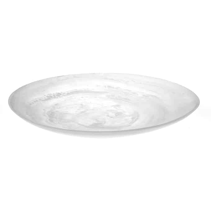 15-7/8" Round Resin Translucence Platter, White Swirl