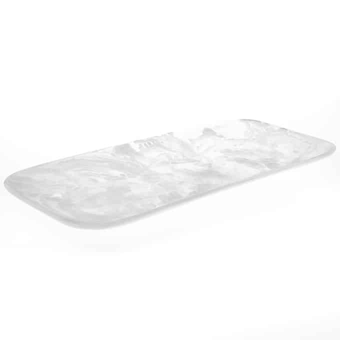 21-1/8" x 9-3/4" Rectangular Resin Translucence Tray, White Swirl