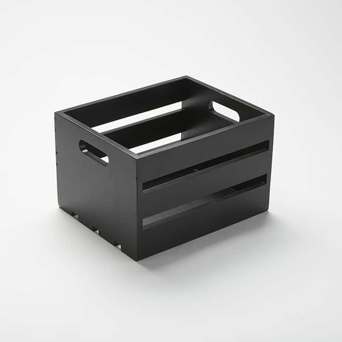Half Size Rectangular Black Wood Crate