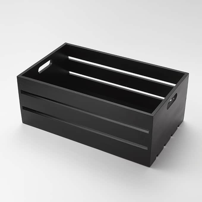 Full Size Rectangular Black Wood Crate