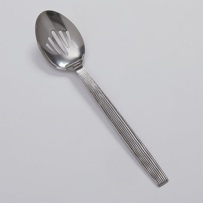 13-1/4"L Slotted Stainless Steel Serving Spoon, Wavy Aged