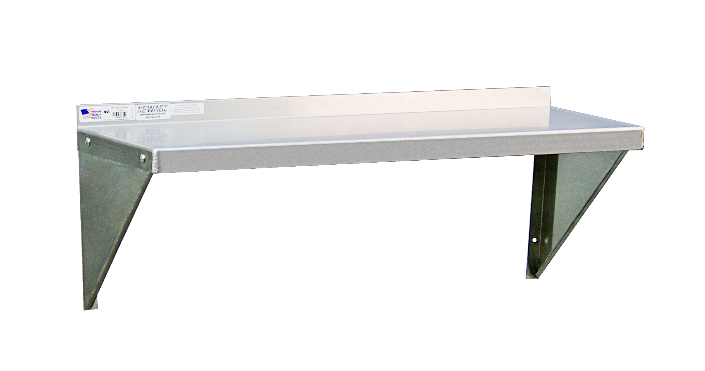 Heavy Duty Welded Solid Aluminum Wall-Mounted Shelf with Marine Edge - 18-Gauge - 24.5"L x 12.25"W x 13.5"H