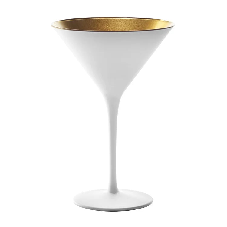 Stolzle Glisten Martini Glass Matte White & Gold, 8.5 oz.