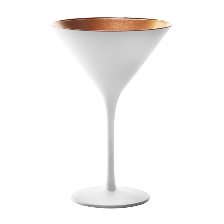 Stolzle Glisten Martini Glass Matte White & Copper, 8.5 oz.