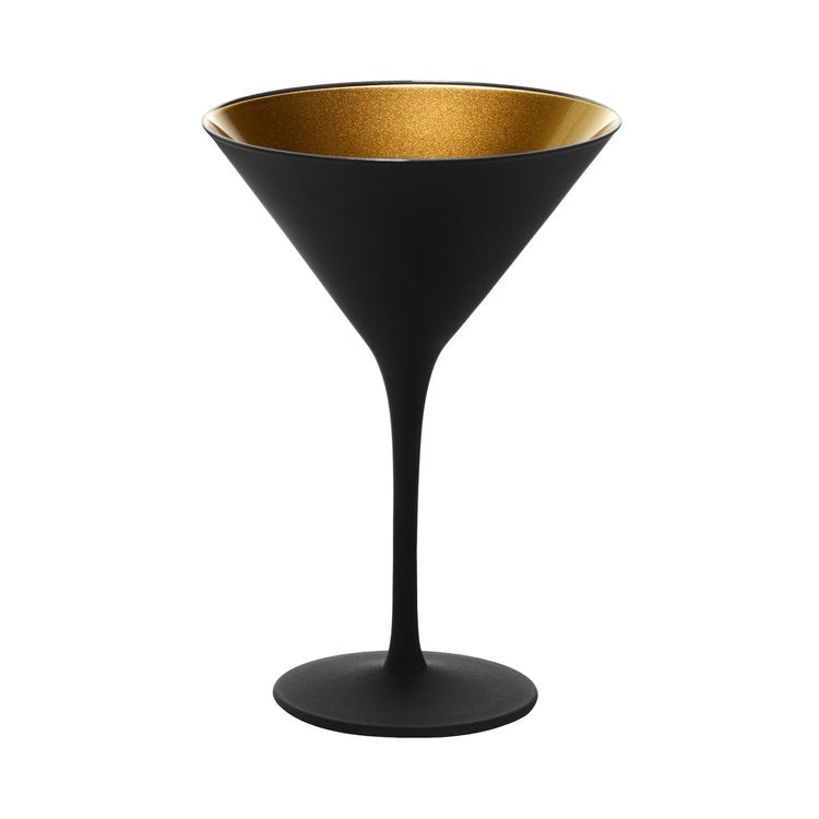 Stolzle Glisten Martini Glass Matte Black & Gold, 8.5 oz.