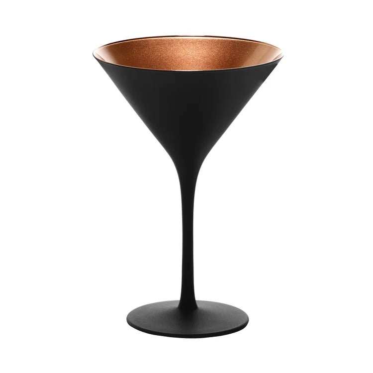 Stolzle Glisten Martini Glass Matte Black & Copper, 8.5 oz.