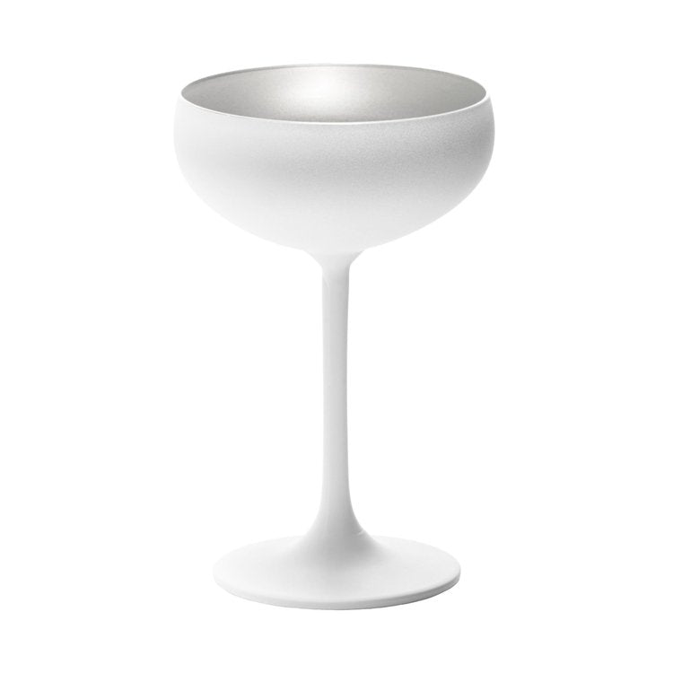 Stolzle Glisten Champagne Saucer Matte White & Silver, 8 oz.
