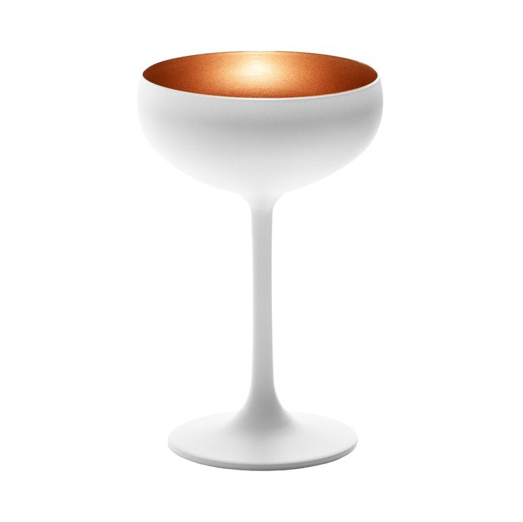 Stolzle Glisten Champagne Saucer Matte White & Copper, 8 oz.