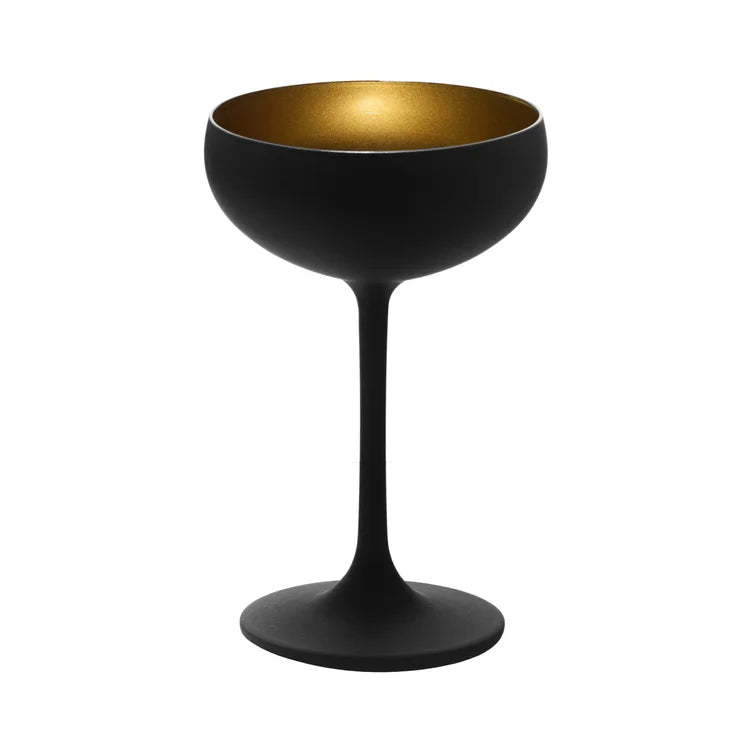 Stolzle Glisten Champagne Saucer Matte Black & Gold, 8 oz.