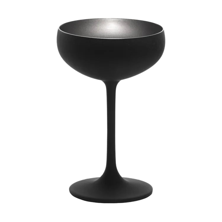 Stolzle Glisten Champagne Saucer Matte Black & Silver, 8 oz.