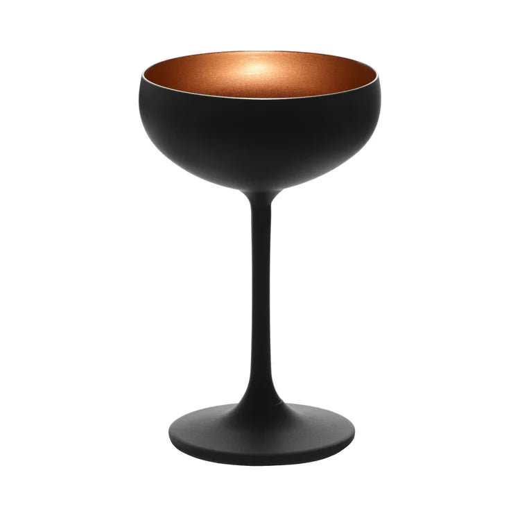 Stolzle Glisten Champagne Saucer Matte Black & Copper, 8 oz.