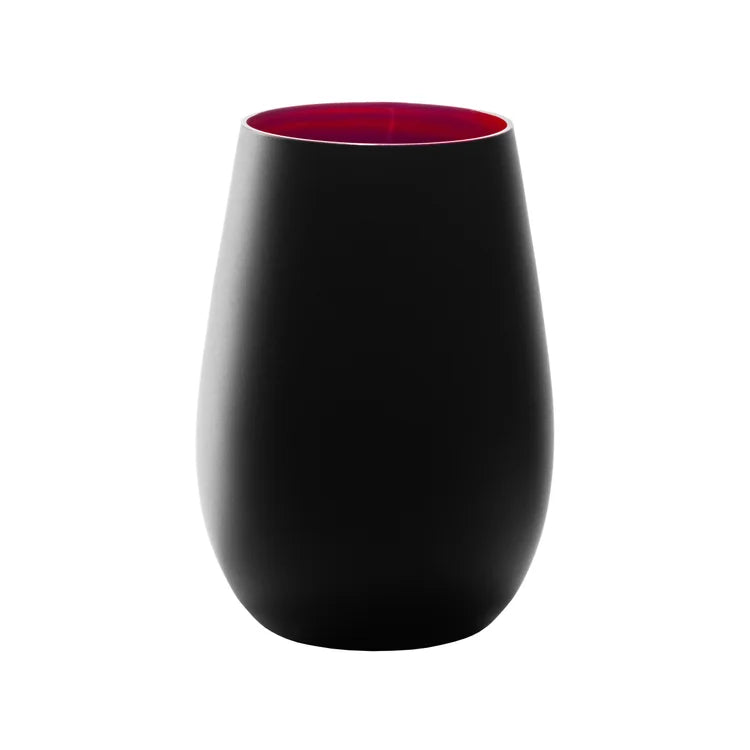 Stolzle Glisten Stemless Wine Glass Matte Black & Red, 16.5 oz.