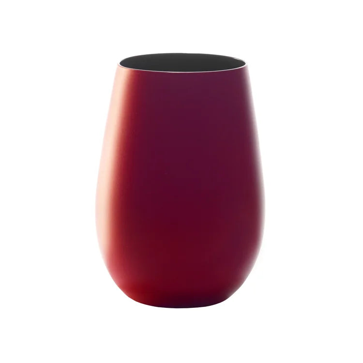 Stolzle Glisten Stemless Wine Glass Matte Red & Black, 16.5 oz.