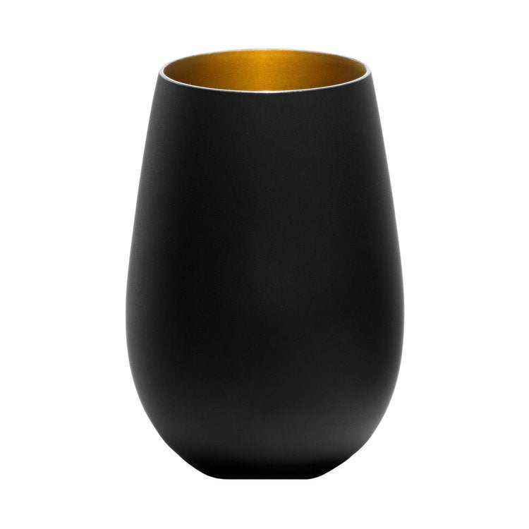 Stolzle Glisten Stemless Wine Glass Matte Black & Gold, 16.5 oz.