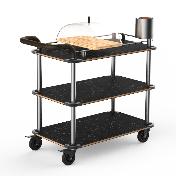 Cheese Plate And Wine Cart L 41.0" W 21.0" Rollin