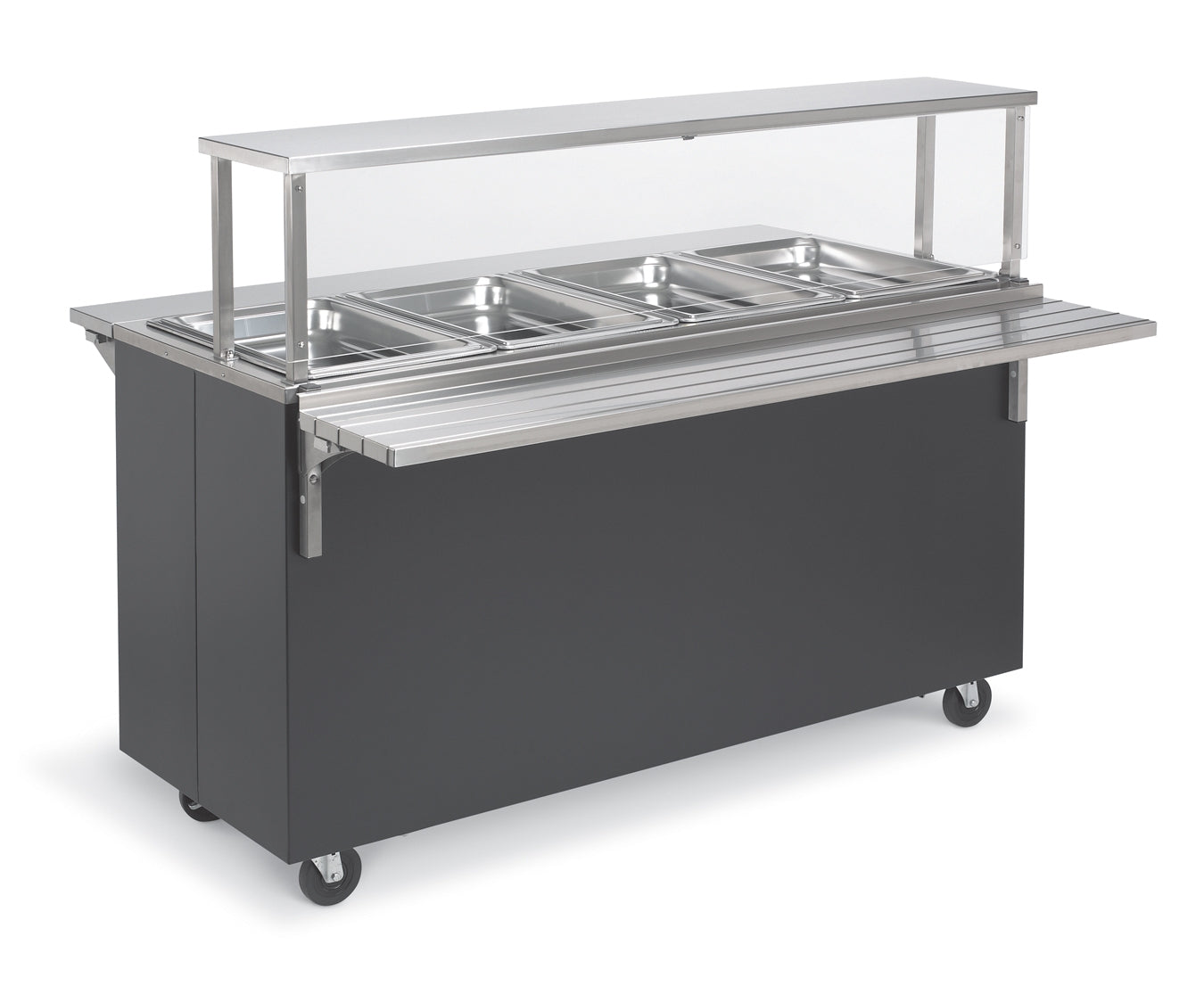 60-inch 2-Series Affordable Portable™ Hot Food Station with open storage in granite