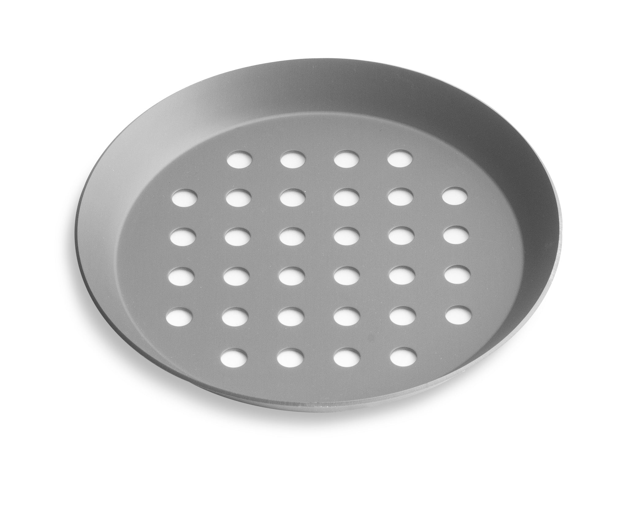 10" Perforated Press Cut Pizza Pan with Hard Coat Anodized Finish