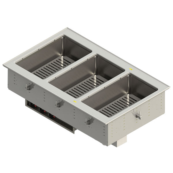 Three-Well 120-Volt Modular Drop-In Dry Hot Well with Thermostatic Controls and Flat Flange