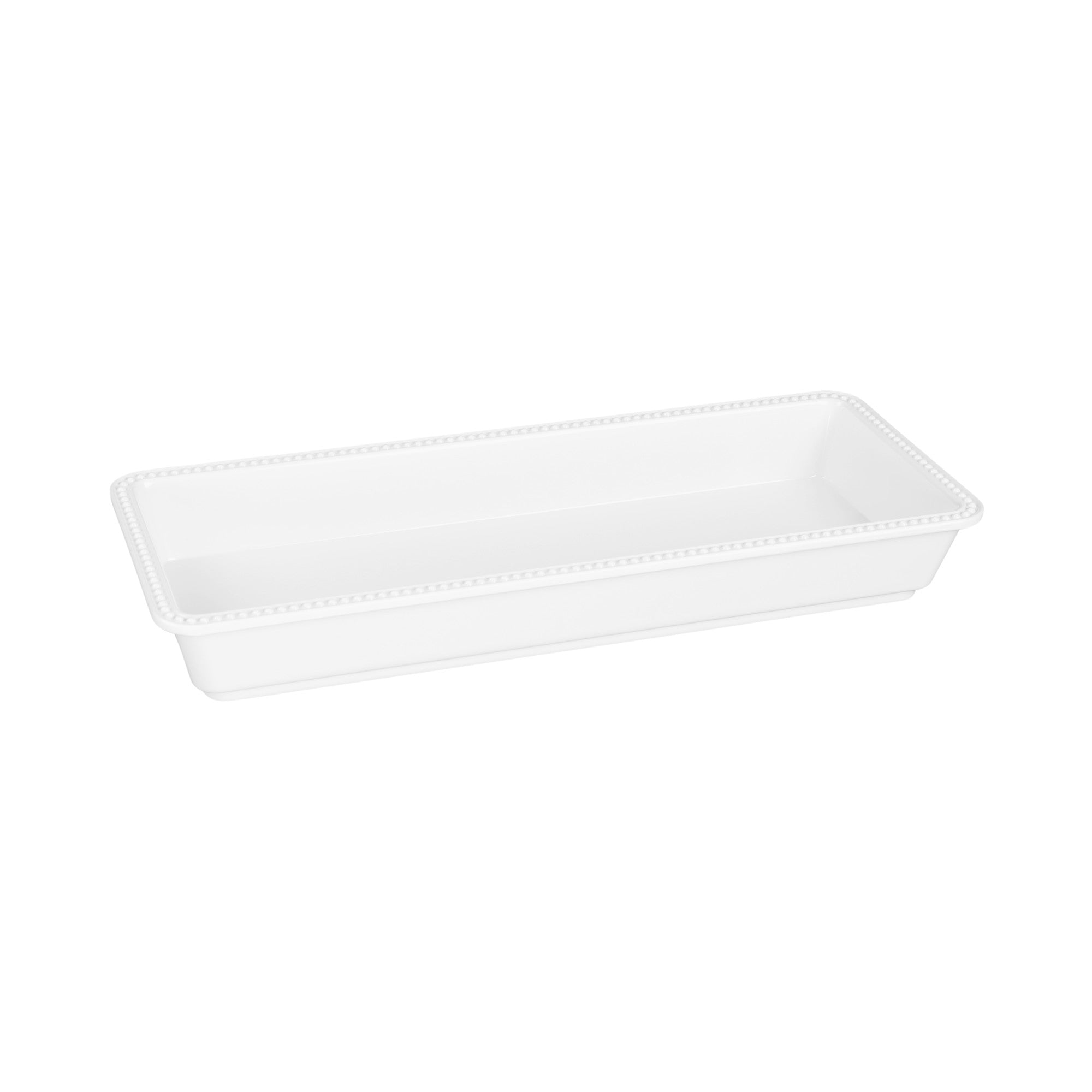 Elite Global Solutions Venetian 15" x 6" x 2" Beaded Rectangular Tray, Display White
