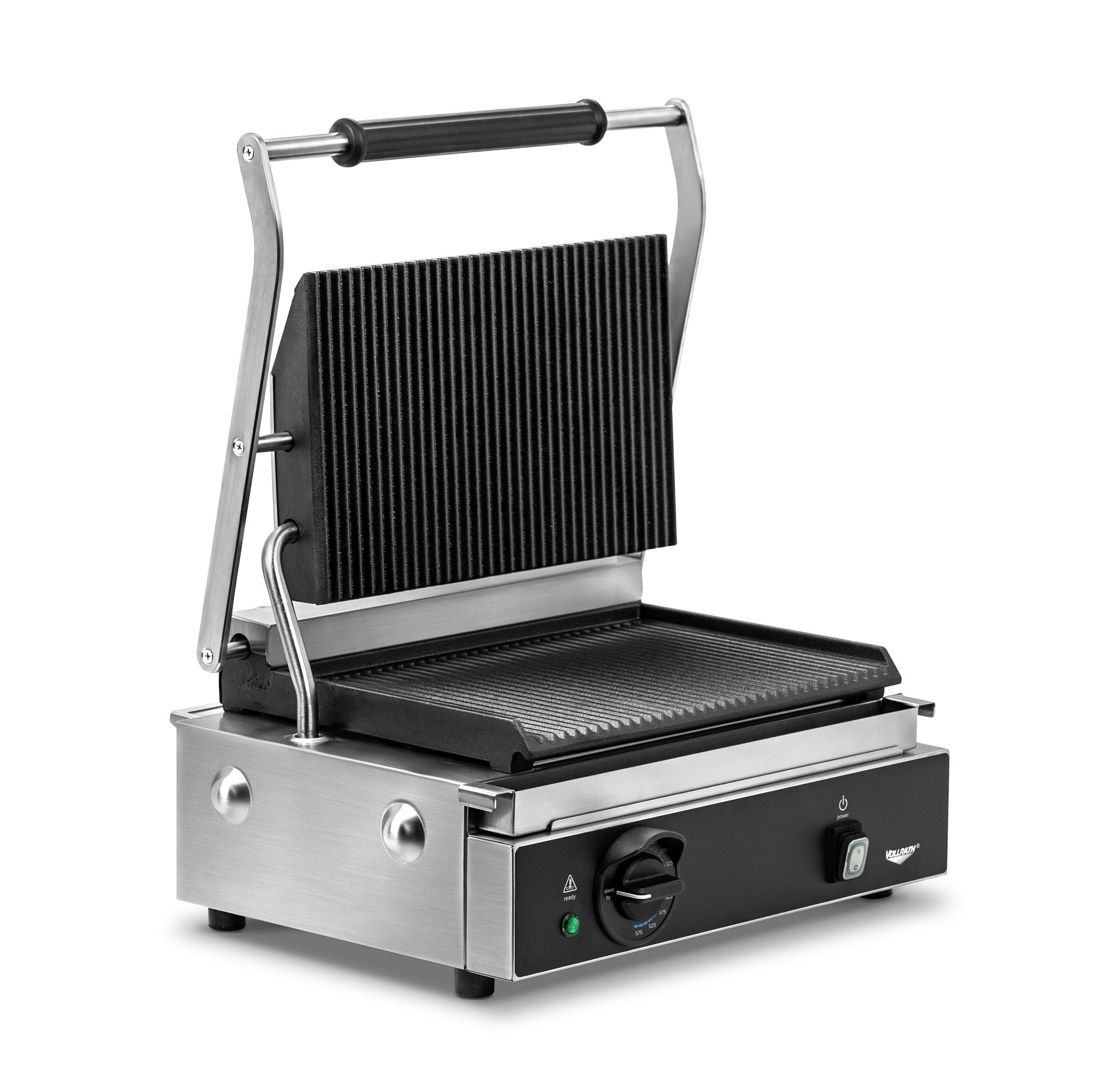 120-Volt Single Panini Sandwich Grill with Cast-Iron Grooved Plates and Nema 5-20p Plug